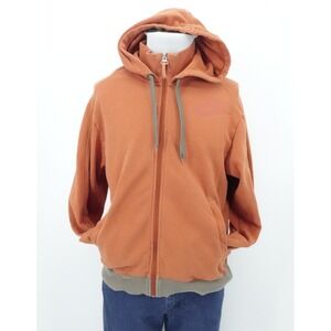 Nike Hoodie Mens M Burnt Orange Full Zip Fleece Athletic Casual Ribbed Trim